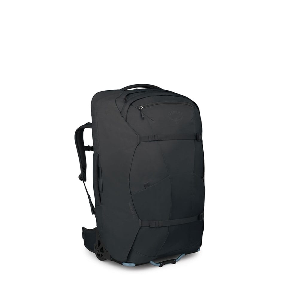 Osprey farpoint fairview hjulkuffert 65L sort forfra fra siden