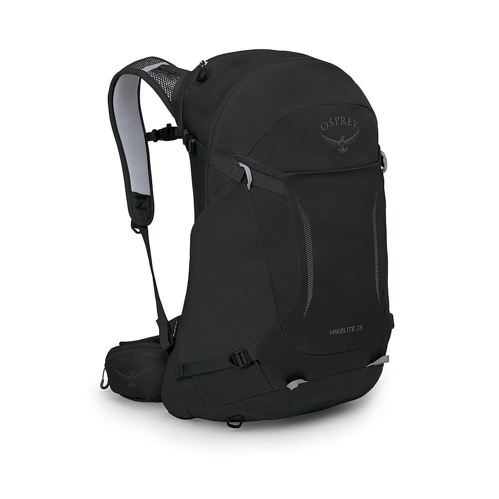 en sort Osprey Hikelite 28L dagtursrygsæk (unisex)(2026)