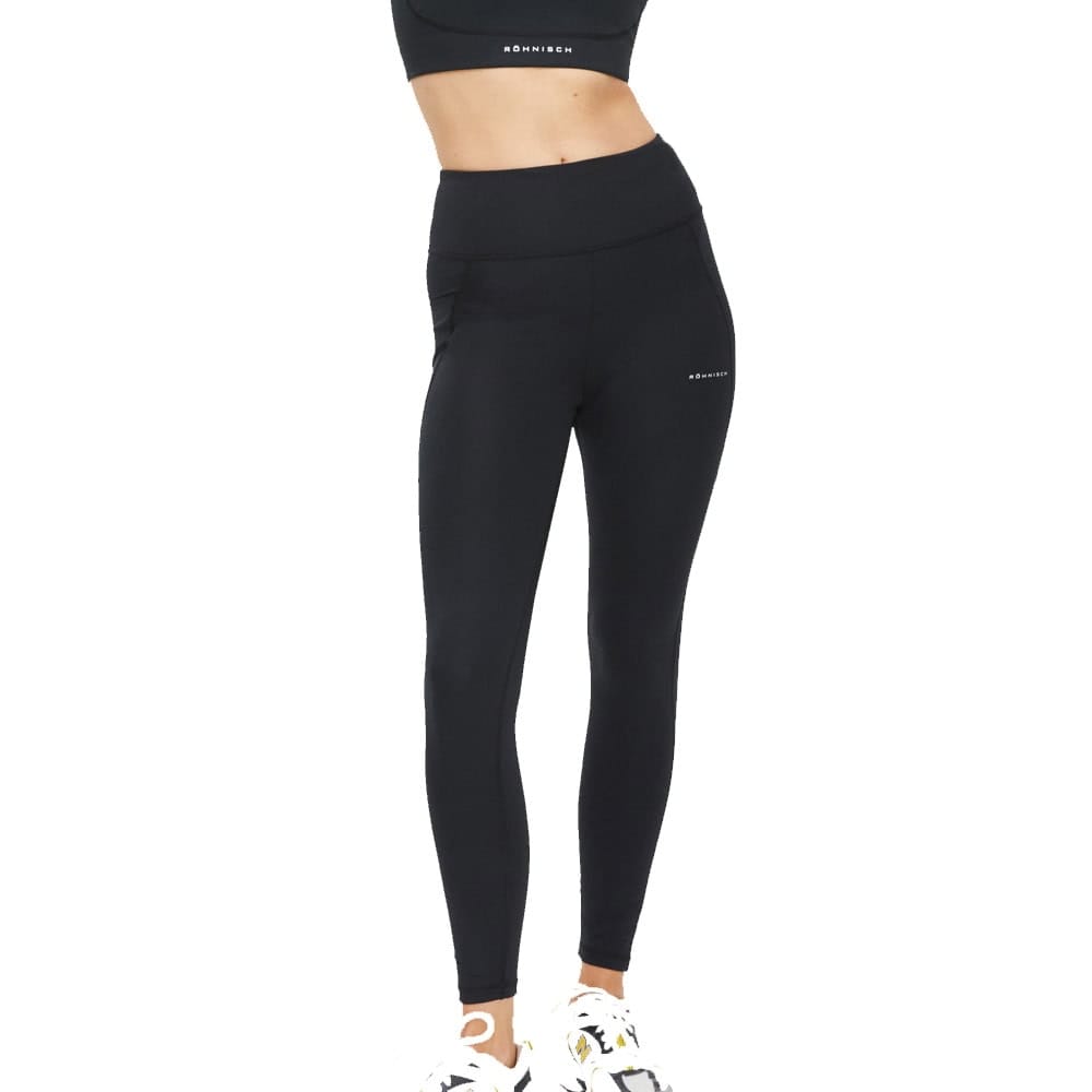 Nærmere billede af Röhnisch Flattering High Waist Tights, Black på en model forfra
