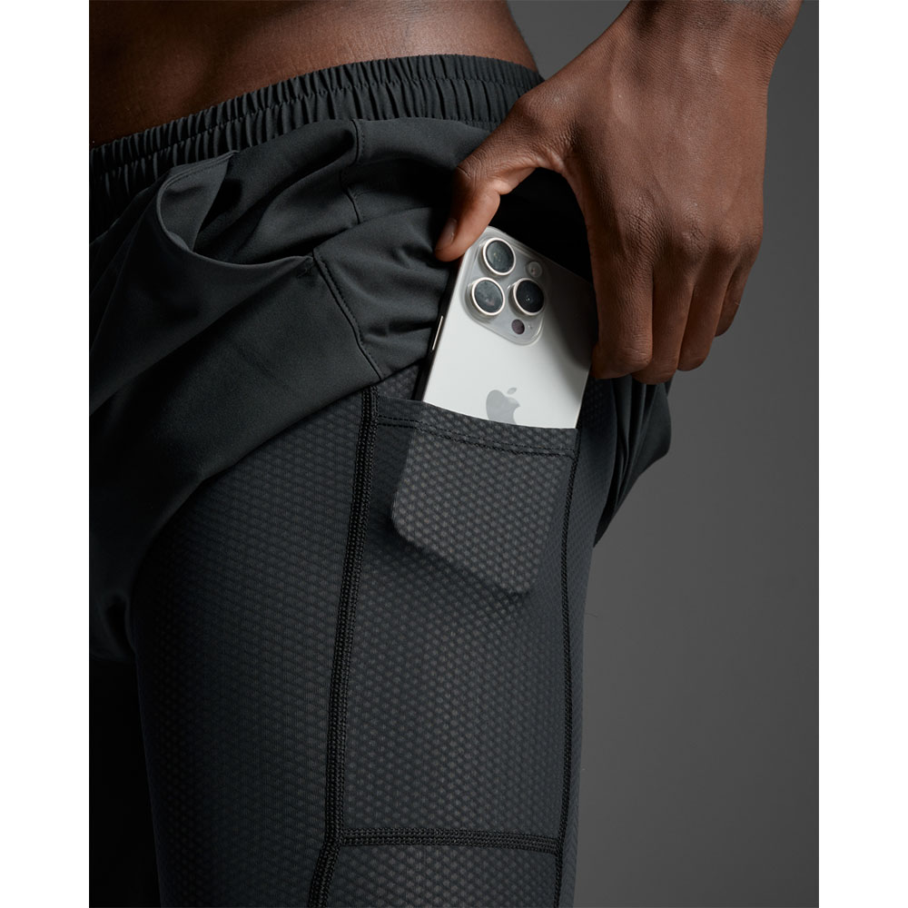 2XU Aero Mesh 2-in-1 5 inch Shorts (herre) sort