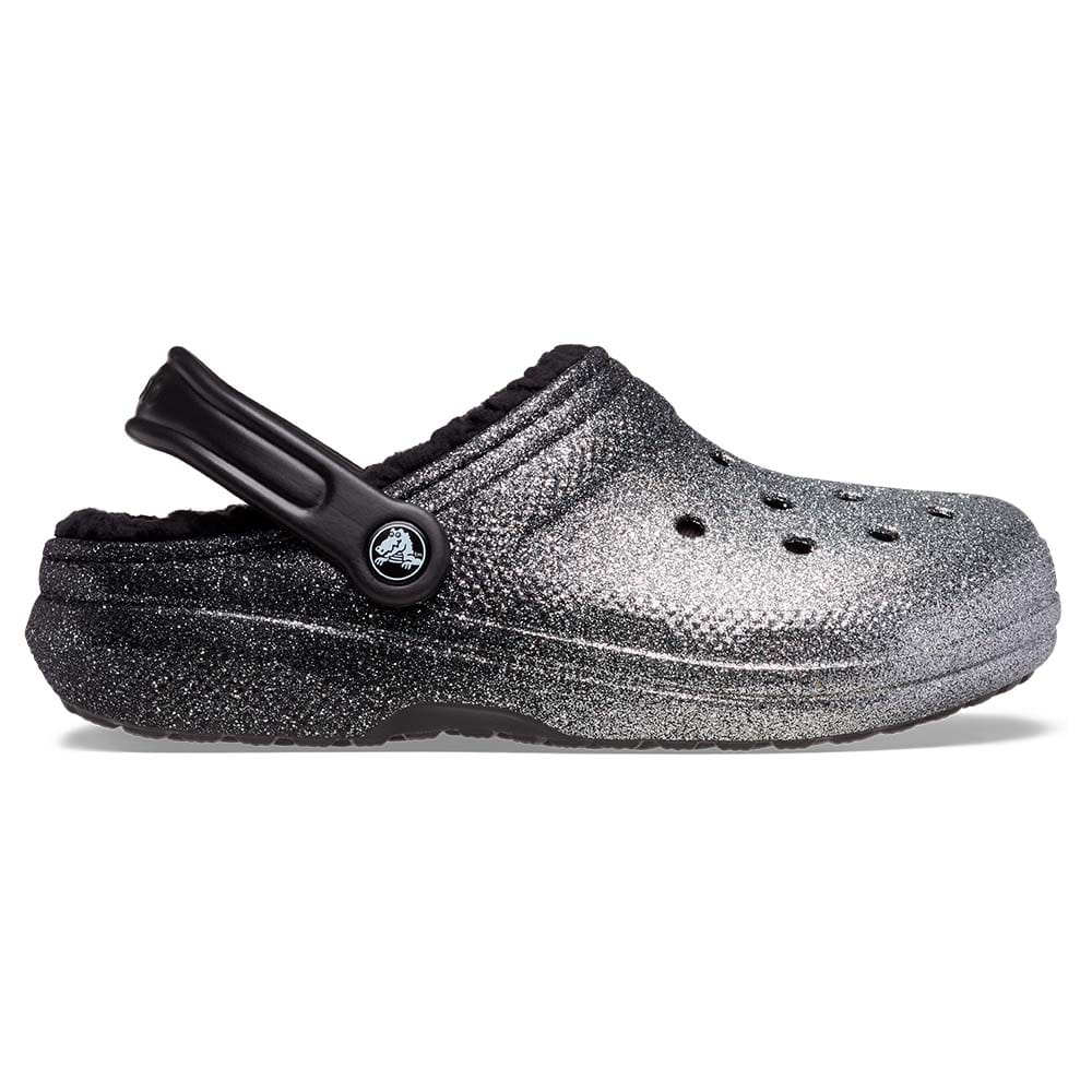 Crocs Classic Glitter-Lined Clog i farven Black/Silver