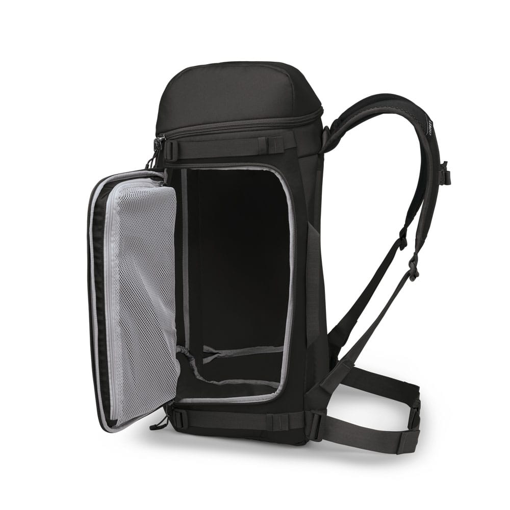en Osprey Mountain Bound Boot Pack Plus støvletaske (unisex) med sideåbningen åbnet