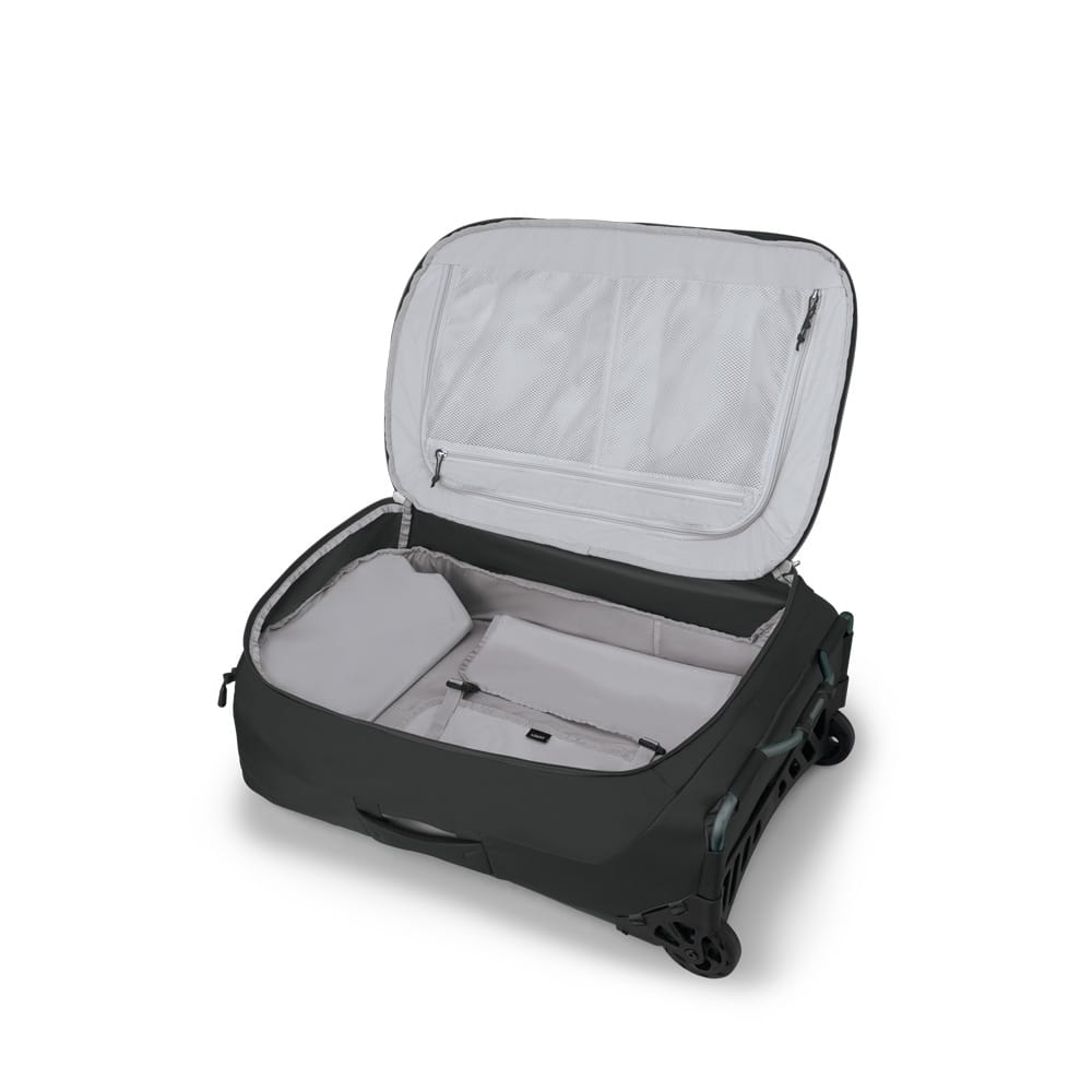 en åben Osprey Ozone 2-Wheel 80L kuffert (unisex)