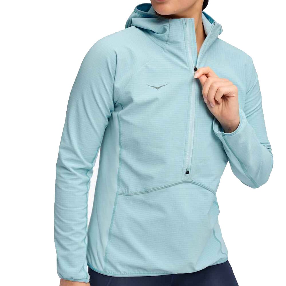 en blå Hoka Skyglow Half-Zip træningstrøje (dame)