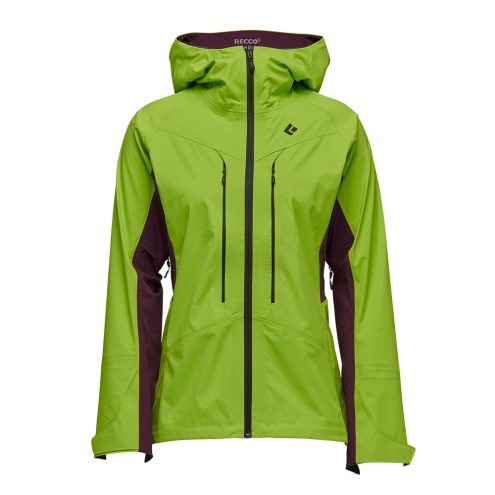 Damejakke i farverne Aloe/Blackberry fra Black Diamond Dawn Patrol Hybrid Shell.