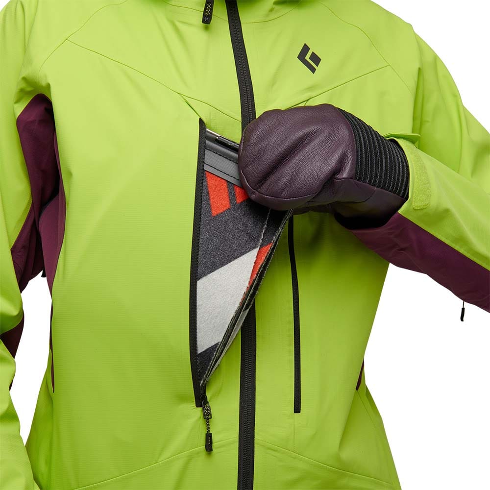 Nærbillede af Black Diamond Dawn Patrol Hybrid Shell (dame)
