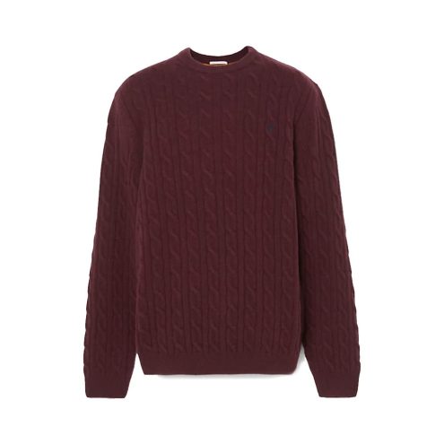 Timberland Phillips Brook lambswool cablecrew sweatshirt (herre) i rød farve
