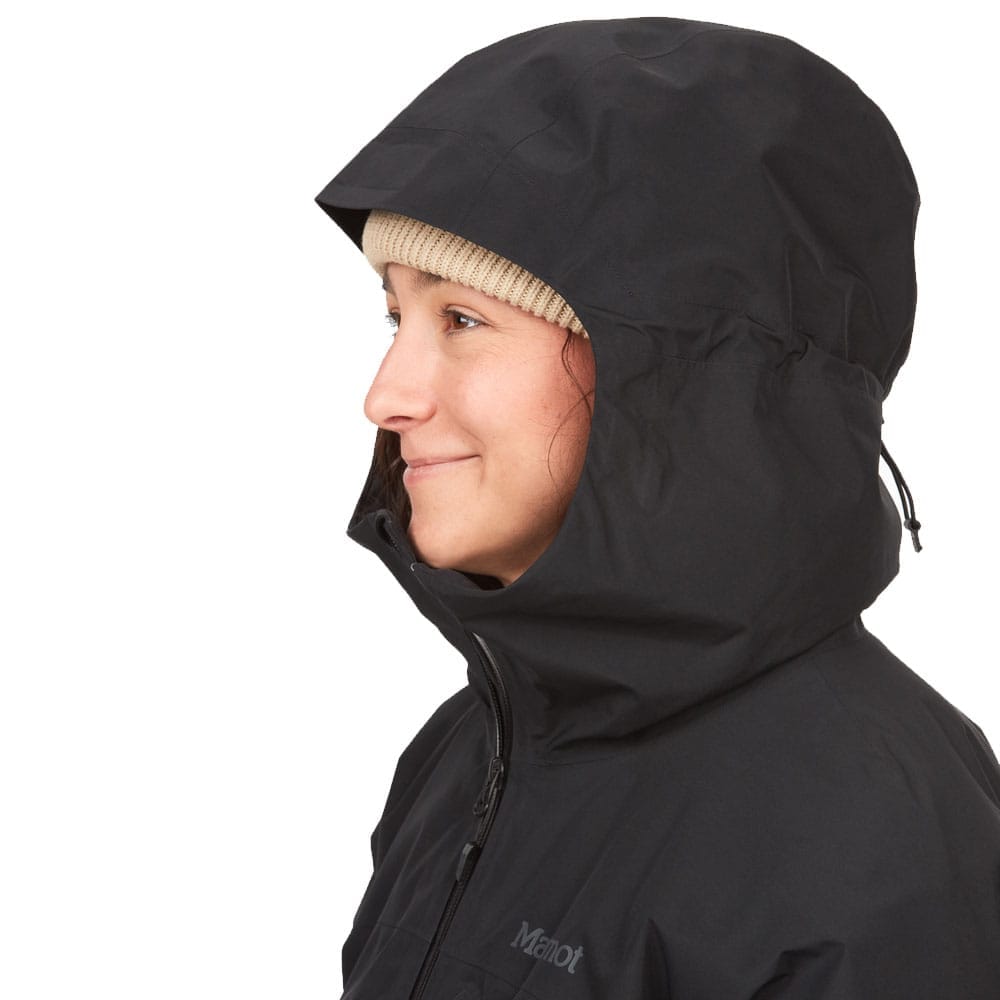 Hætten på en holdbar Marmot Lightray goretex-jakke