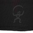 Nærbillede af logoet i sort på Isbjörn of Sweden Panda Beanie hue til børn