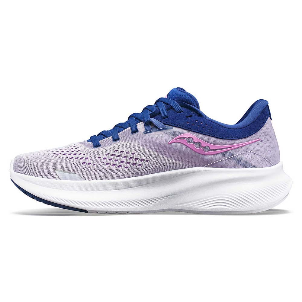 Indersiden i profil af et par behagelige og stabile Saucony Ride 16 løbesko (dame)