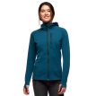 Kvinde iført blå jakke eller mellemlag fra Coefficient Fleece Hoody.