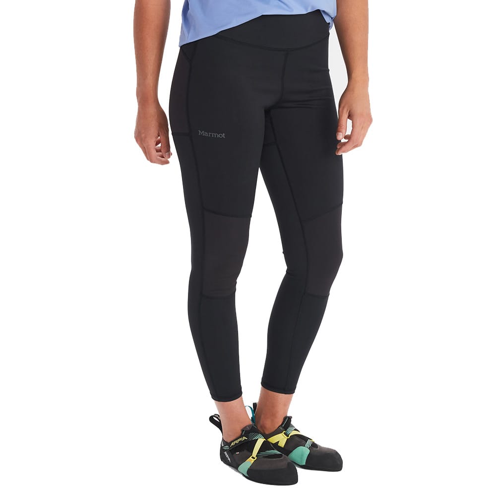 Kvinde iført Marmot Women's Rock Haven Hybrid Tight forside sort