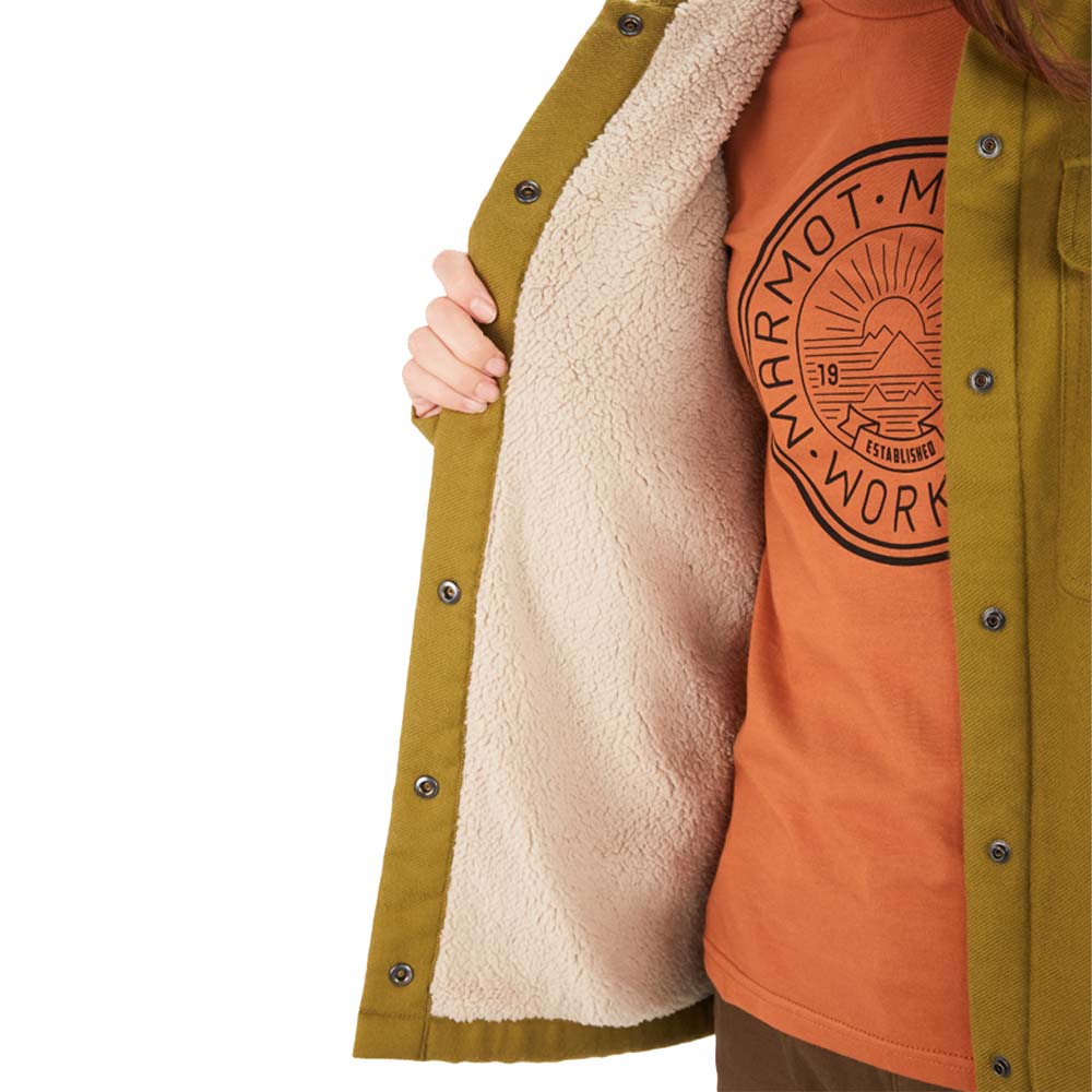Indersiden af Ridgefield Heavyweight Sherpa fra Marmot med varmt design.