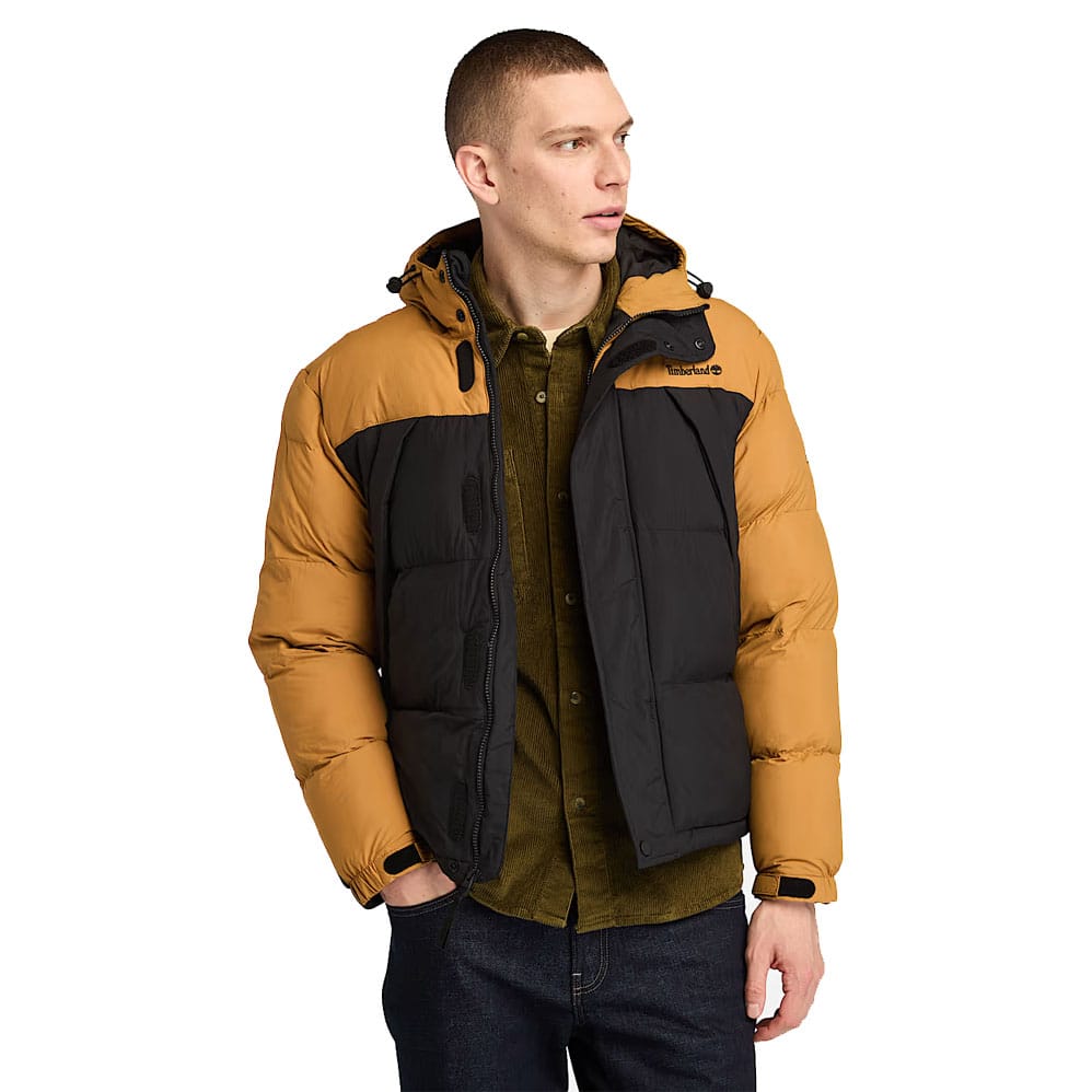 en åben Timberland Durable Water Repellent Puffer Jacket vinterjakke (herre) på en model