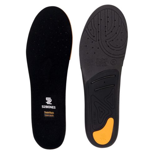 overside og underside af 52Bones TrainTech opbyggede indersåler Low (unisex)