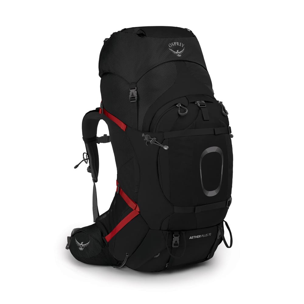 Svart tursekk fra Osprey Aether Plus 70 liter.