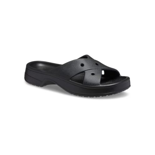 profil av svarte Crocs Classic Cross Strap sandaler (dame)