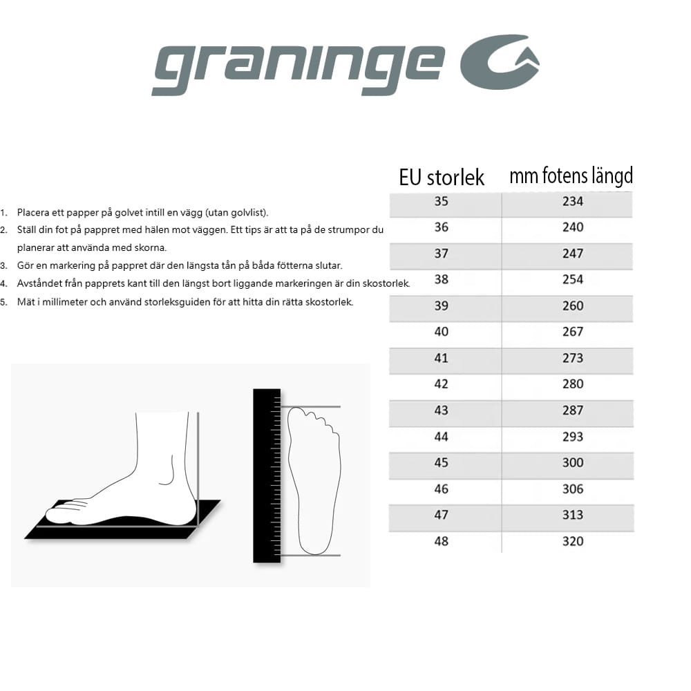 Størrelsesguide til Graninge