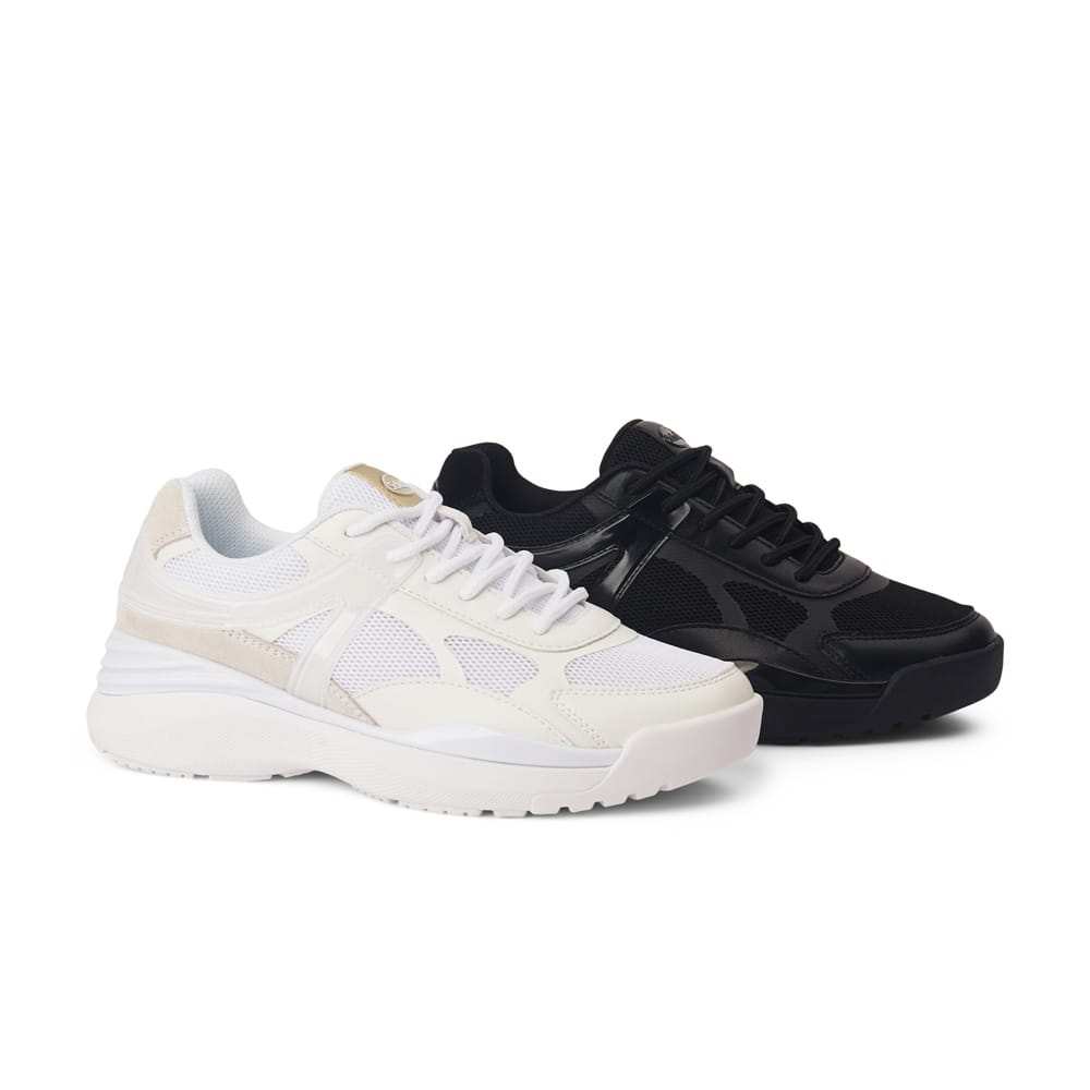 hvite og svarte Scholl Walker sneakers (dame)