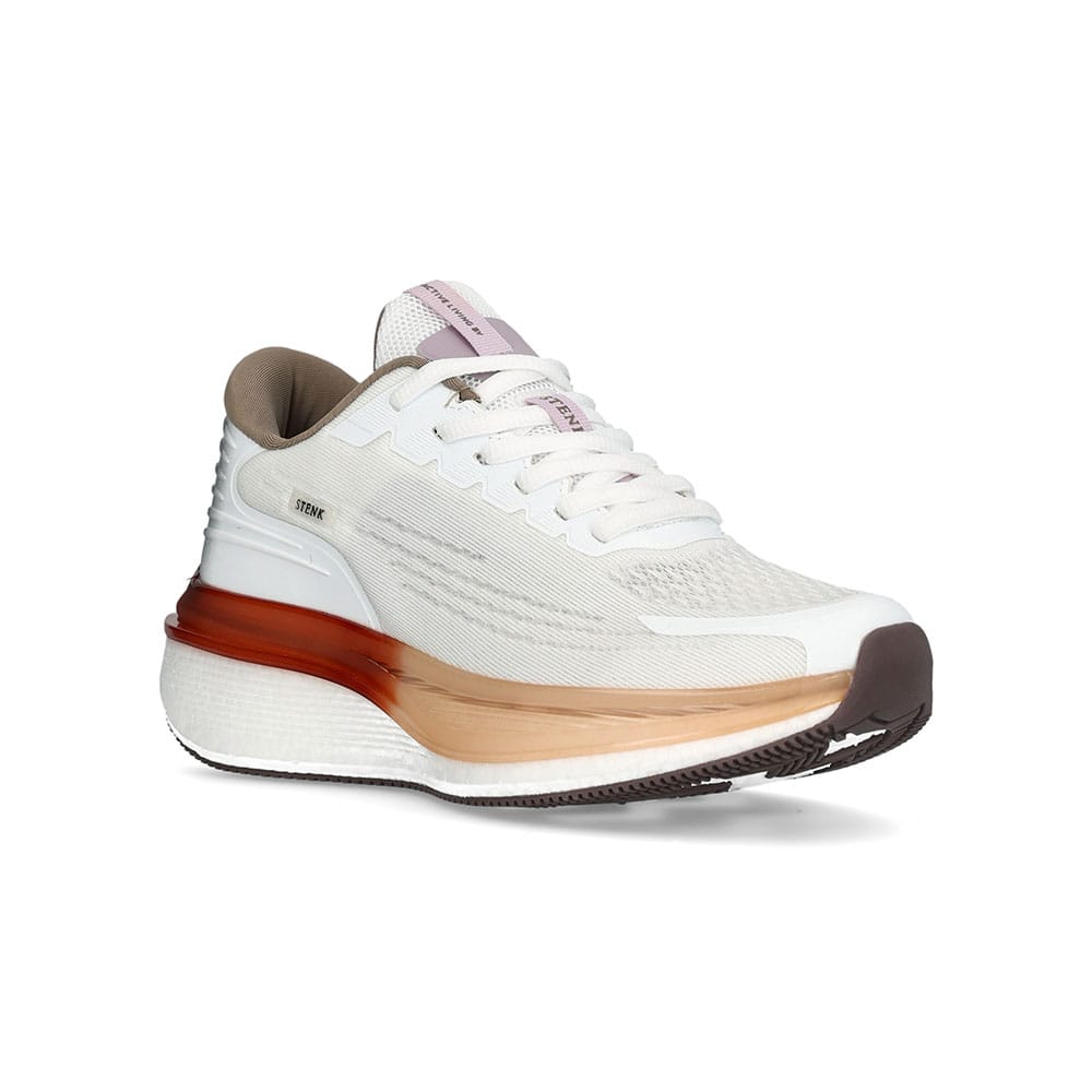 beige/hvite Stenk Alsen sneakers (dame) skrått forfra