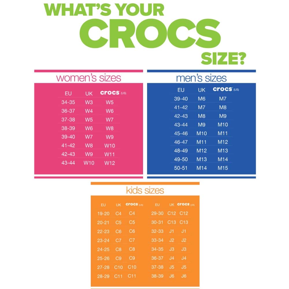 generell størrelsesguide til Crocs
