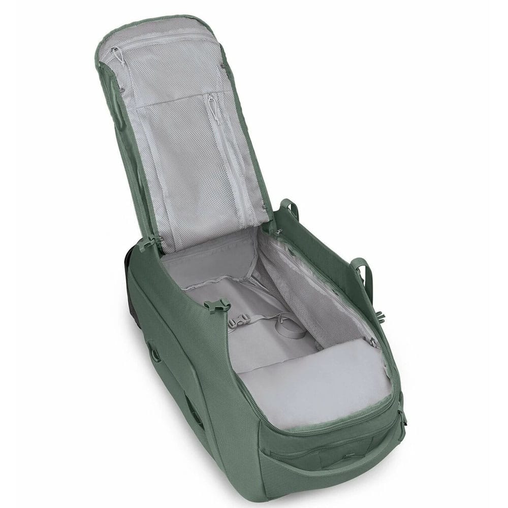 en åpen Osprey Sojourn™ Wheeled Travel Pack 60L koffert (unisex)