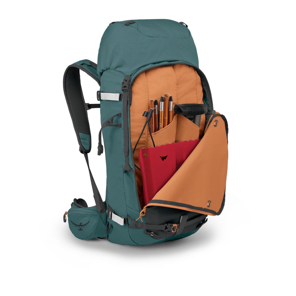 Osprey Soelden 45 skisekk (unisex) med et åpent ytre rom