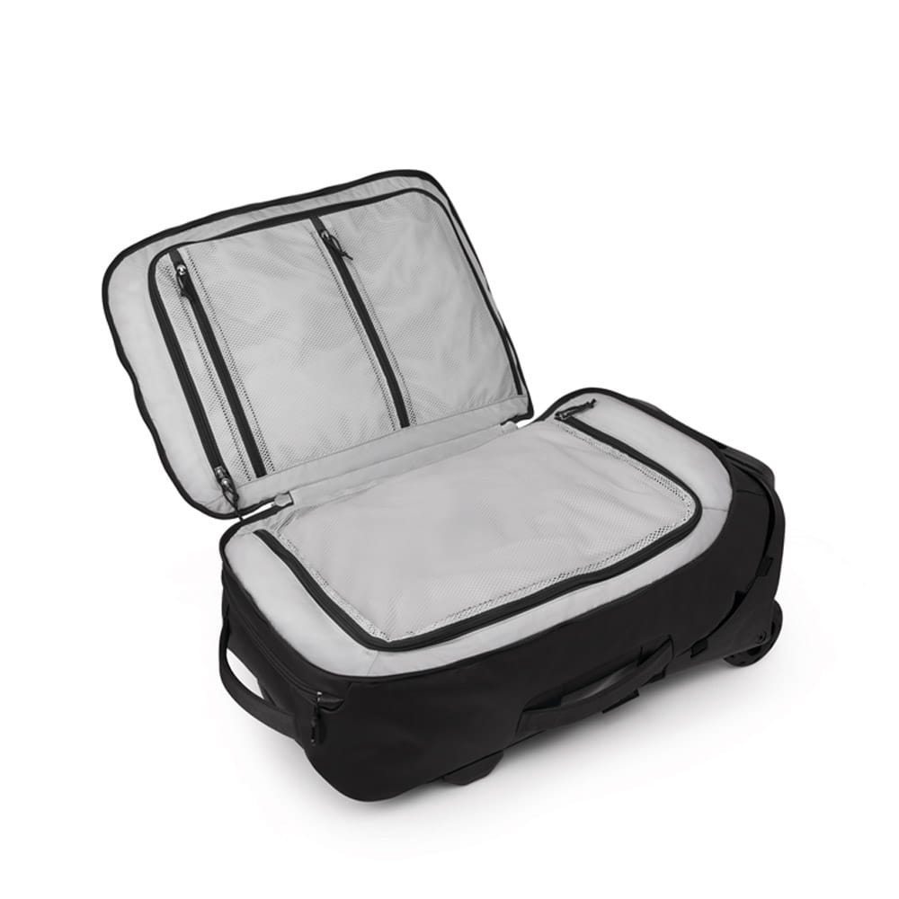 en Osprey Transporter Wheeled Carry-On reisekoffert 38L (unisex) med åpent rom