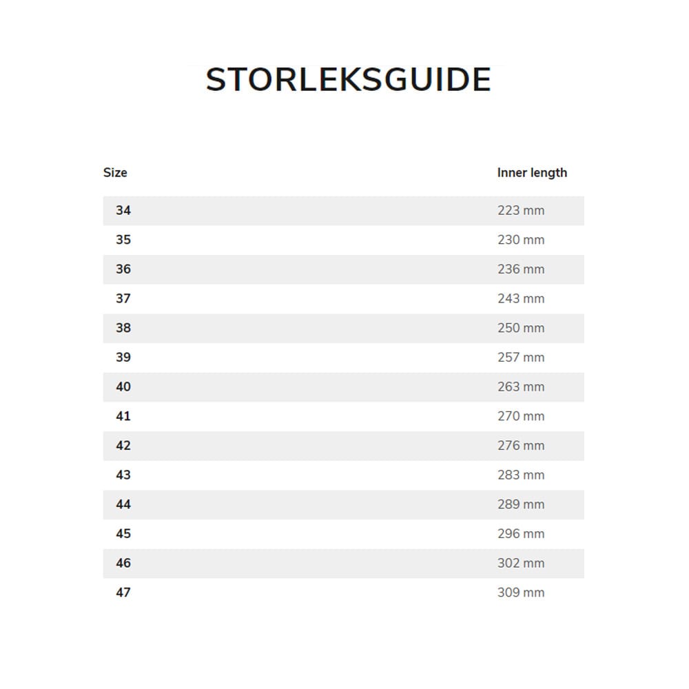 Størrelsesguide Tretorn Scout S